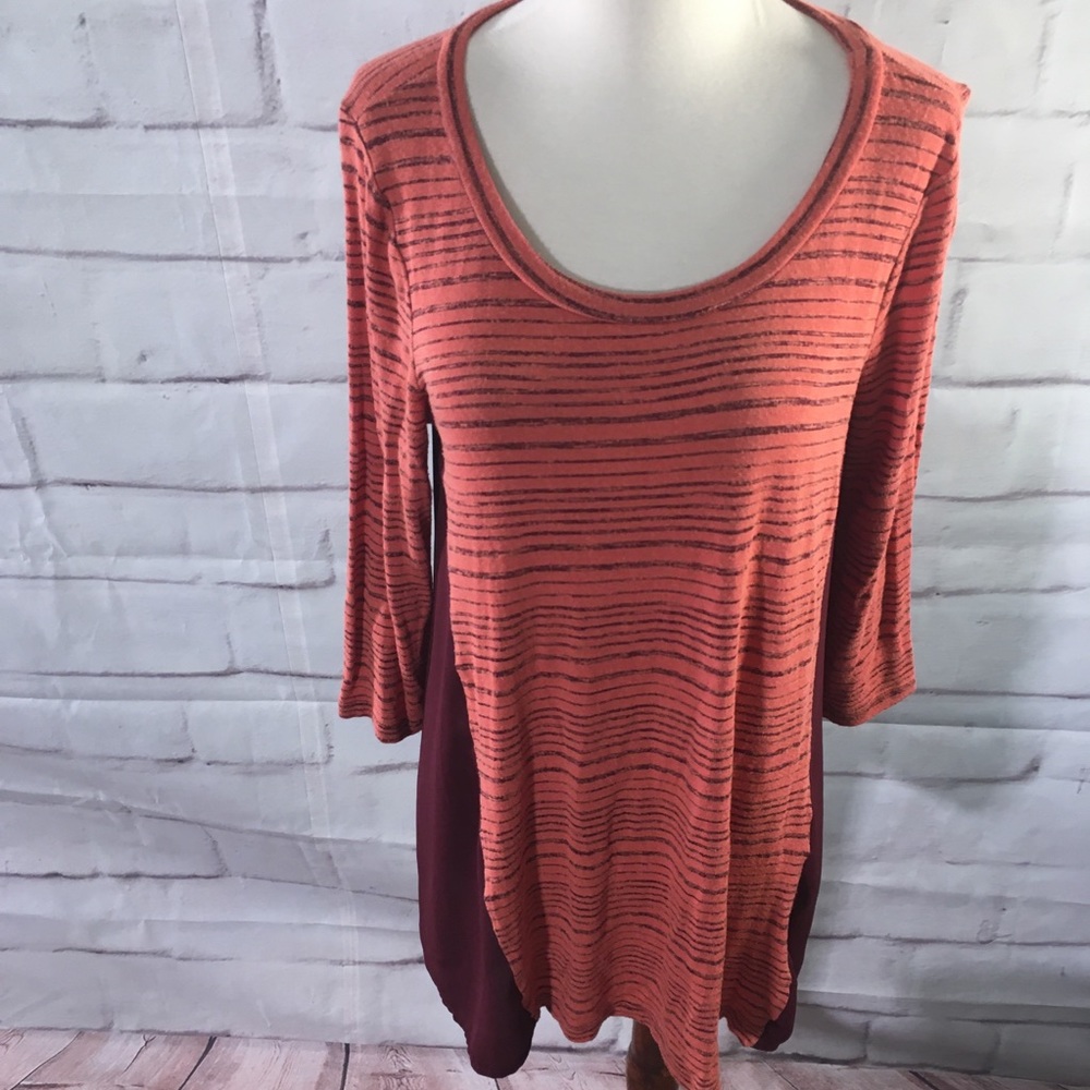 BKE Red Striped Tunic Top